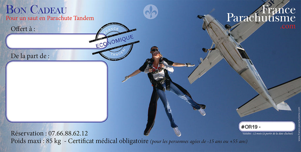 Baptême de saut en parachute Tandem