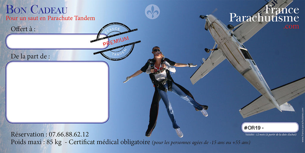 Baptême de saut en parachute Tandem